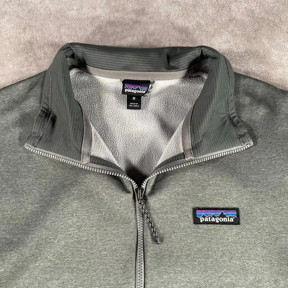 Patagonia MEN'S R1 Regulator Daily Zip-Neck Pullover Sz Medium Grey Sweater